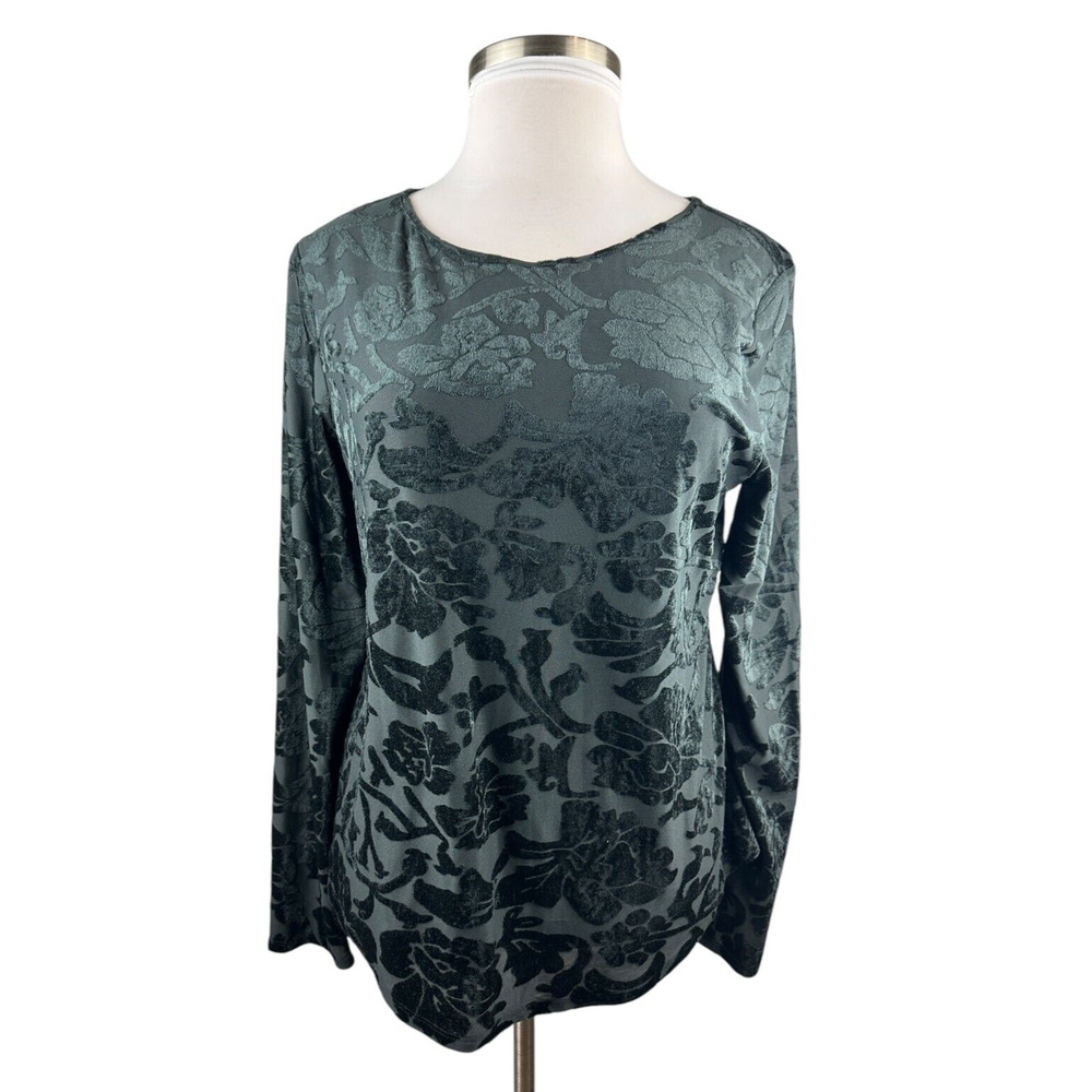 Sundance Bella Grace Floral Velvet Burnout Top Black Long Sleeve Women's Size XL - Picture 3 of 16